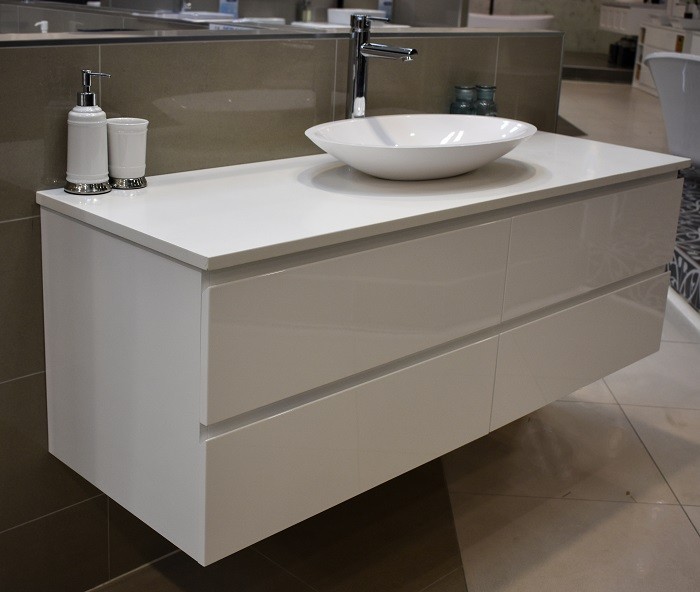 Nova Stone Single 1500 White Wall Mount Vanity